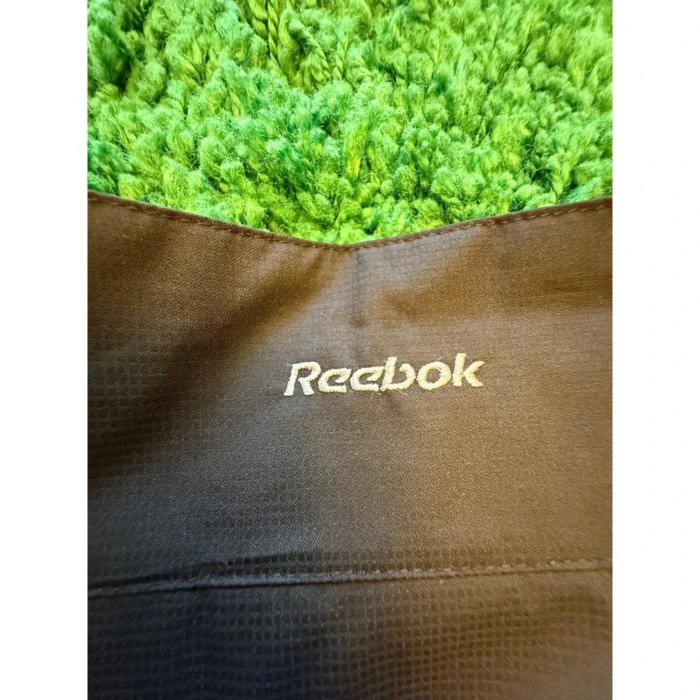 Reebok Windshirt Mens Large Black Excellent 1/4 Zip Pullover Jacket 7200
